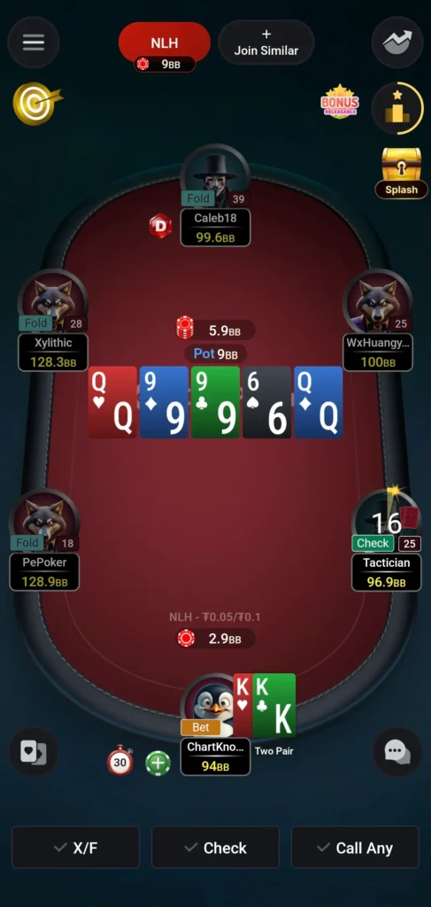 CoinPoker移动牌桌界面